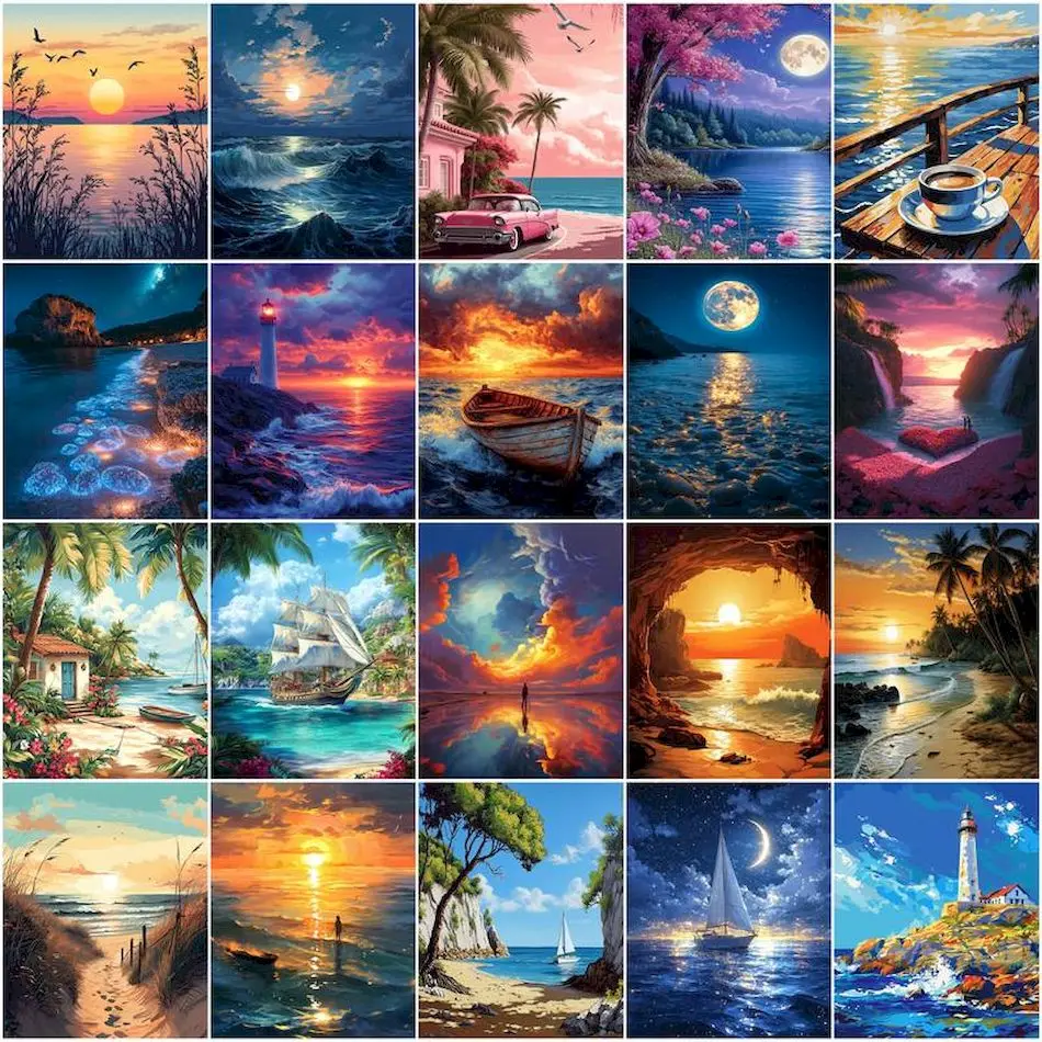 Photography Design - GATYZTORY Schilderen Verf op Nummer zeegezicht