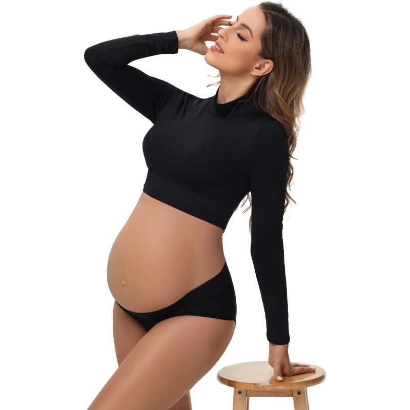 Photography Club - Zwangerschapsfotoshootset: bodysuit met hoge kraag en